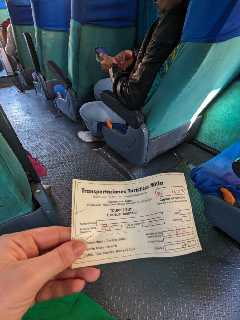 Bus Ticket from Oaxaca to Monte Alban